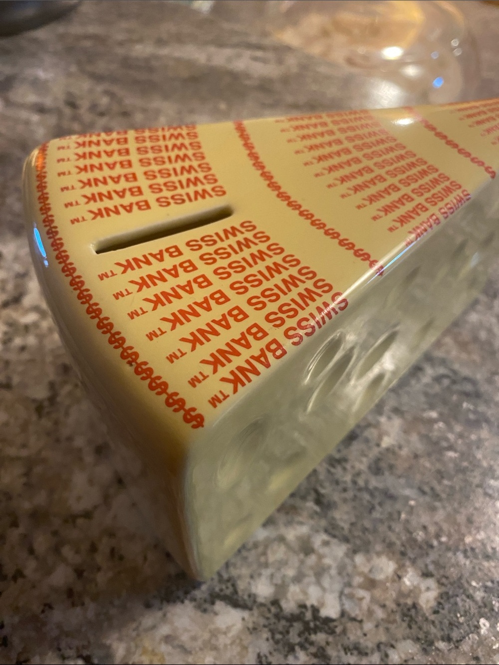 Vintage Yellow Cheese Wedge Money Bank